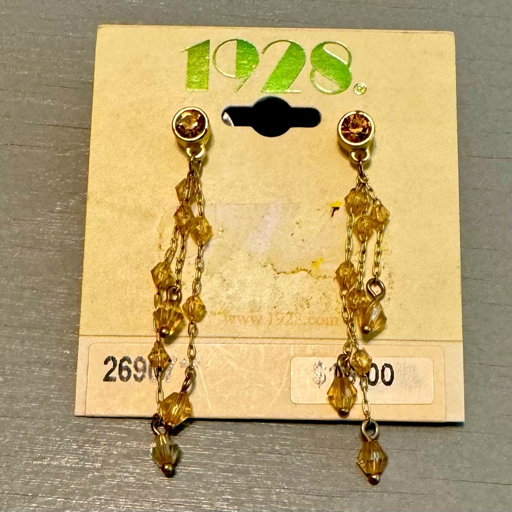 Vintage 1928 November Birthstone Dangle Earrings